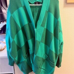 Dressed in LALA checkered cardigan (minor flaws)